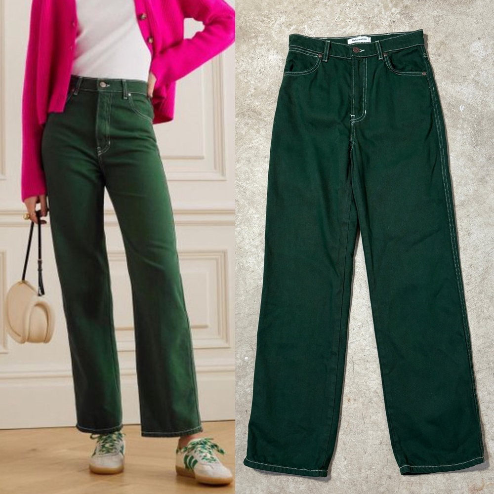 Reformation Jeans Women’s 25 Green Cowboy High Rise Straight Organic Cotton